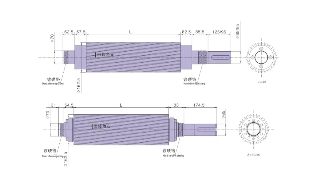 jf36 Splined shaft engineering drawing with dimensions
