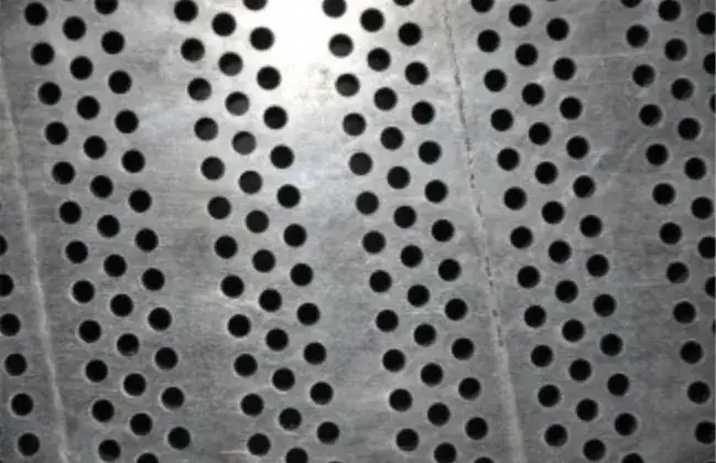 Die plate face with rows of extrusion holes