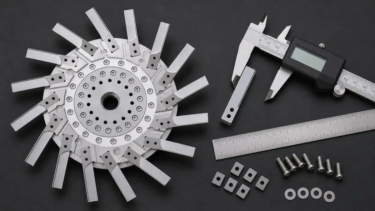 Overview of measurements for a replacement pelletizing knife