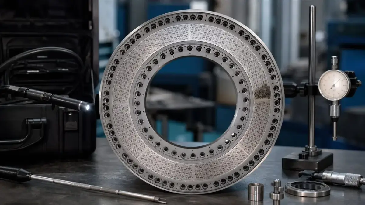 Technical inspection of an underwater pelletizer die plate