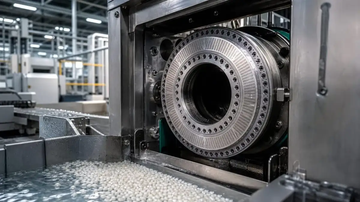 Underwater pelletizer die plate operating check