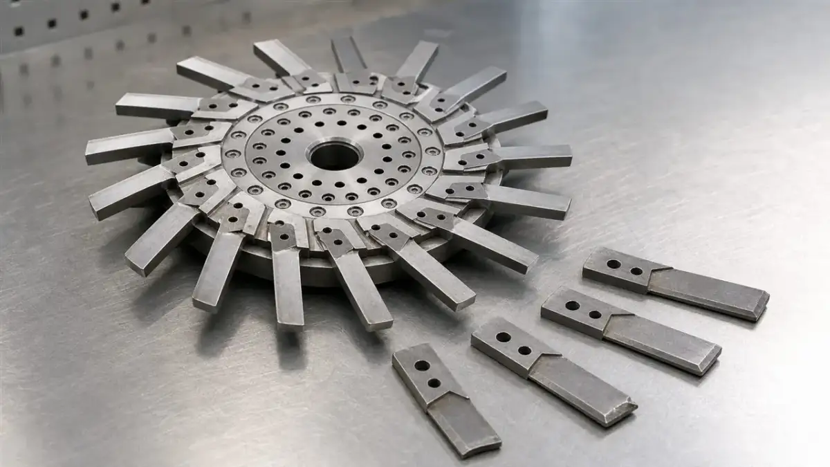 Underwater pelletizer knife and die plate producing polymer pellets