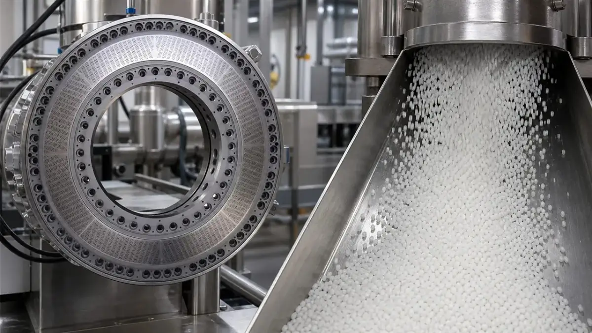 Uniform polymer pellet output from a die plate system