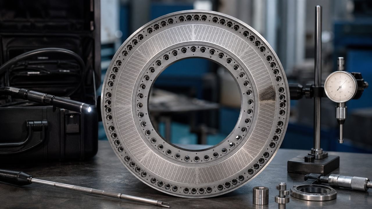 Technical inspection of an underwater pelletizer die plate