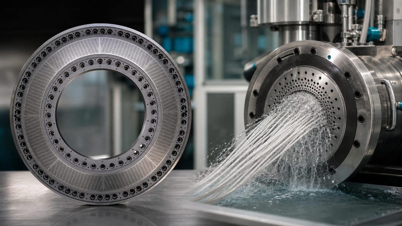 Underwater pelletizer die plate in a polymer pelletizing application