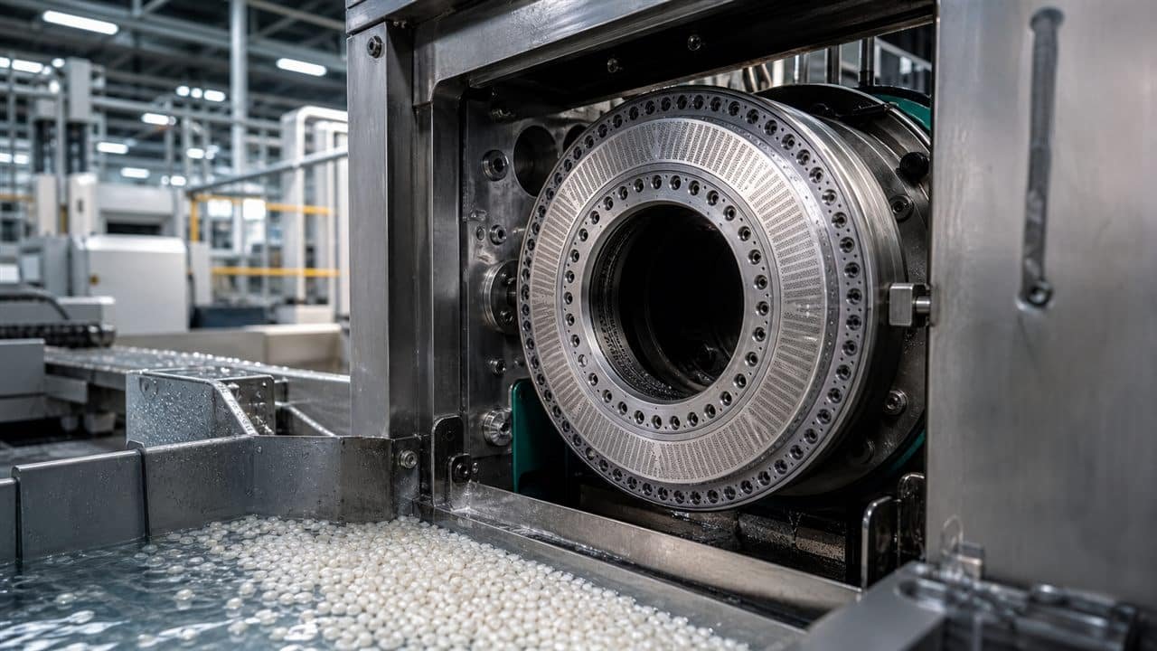 Underwater pelletizer die plate operating check