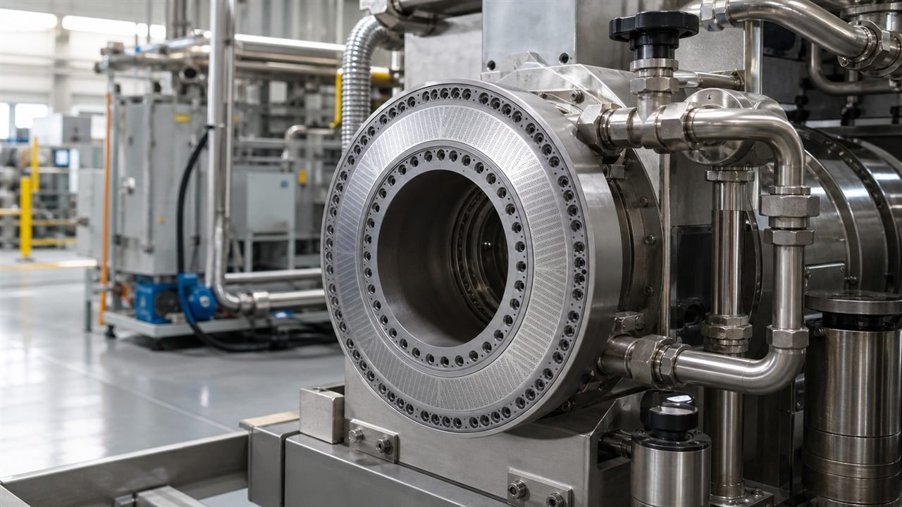Pelletizer die plate heating connections and piping
