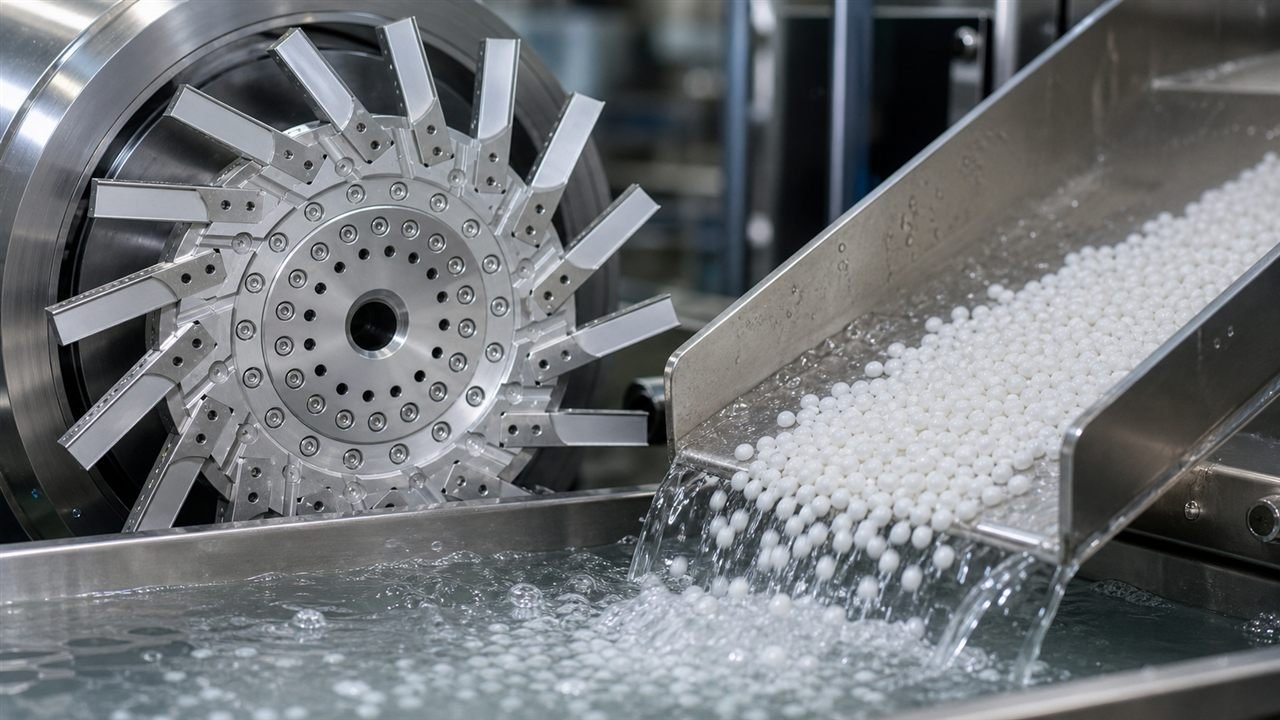 Pelletizing knife assembly and uniform polymer pellet output