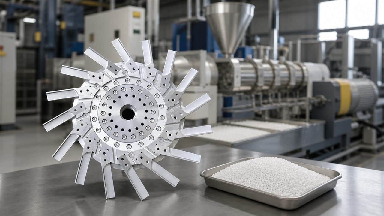 Pelletizing knife installed for polymer production