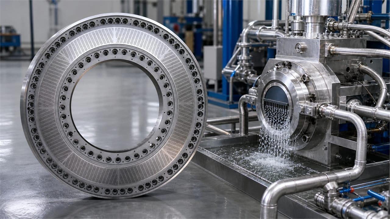 Underwater pelletizer die plate and polymer pelletizing application